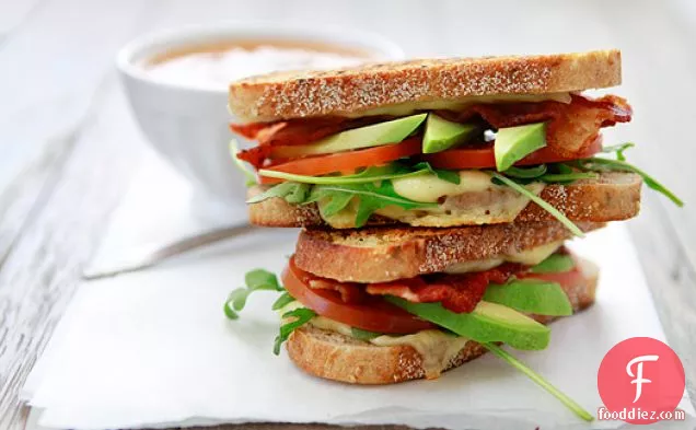 Grilled Cheese With Tomato, Avocado, Bacon, And Arugula