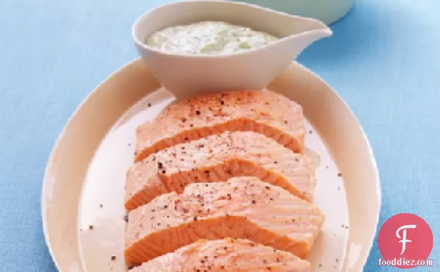 Poached Salmon with Lima Beans and Green Goddess Dressing