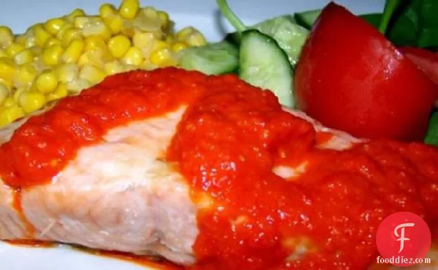 Broiled Salmon with Sweet Red Pepper Sauce