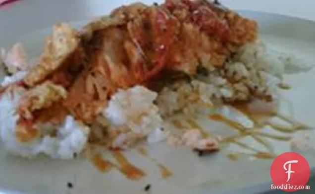 Salmon, Rice, and Fried Tomatoes