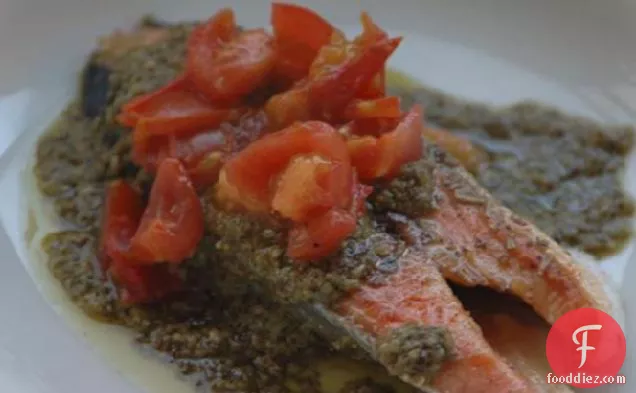 Herb-Crusted Sautéed Salmon Fillets With Pistou
