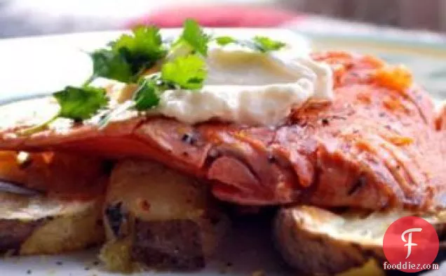 Salt and Pepper Salmon With Lime Mayonnaise With Potatoes