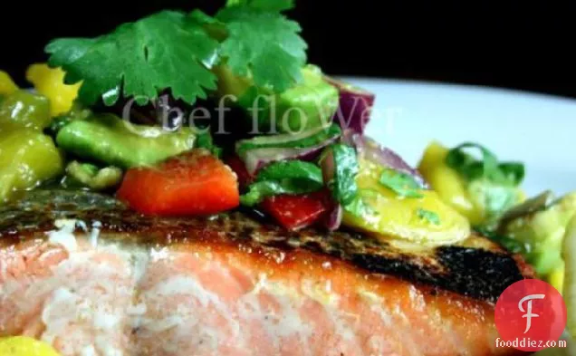 Salmon With Coriander/Cilantro Mango Salsa