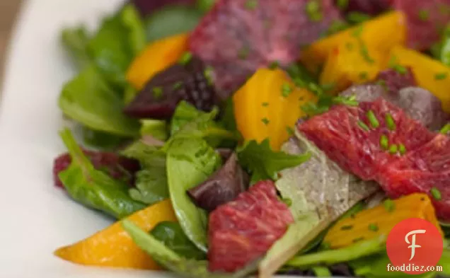 Roasted Beet And Blood Orange Salad With Spicy Greens