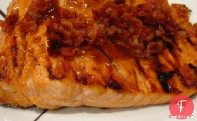 Bourbon Glazed Salmon With Peanuts and Bacon