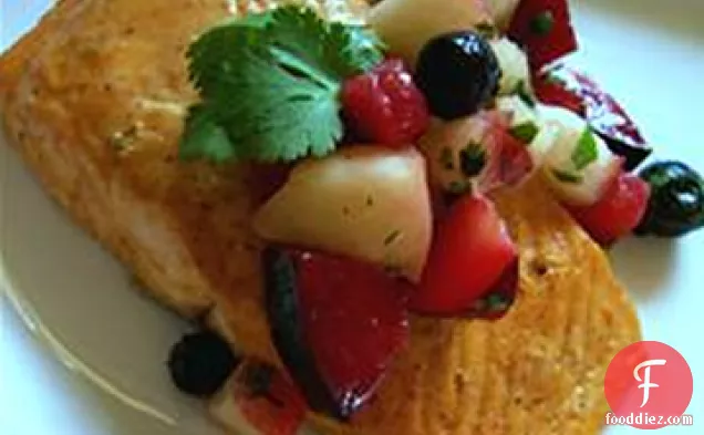 Curried Salmon with Summer Fruit Chutney
