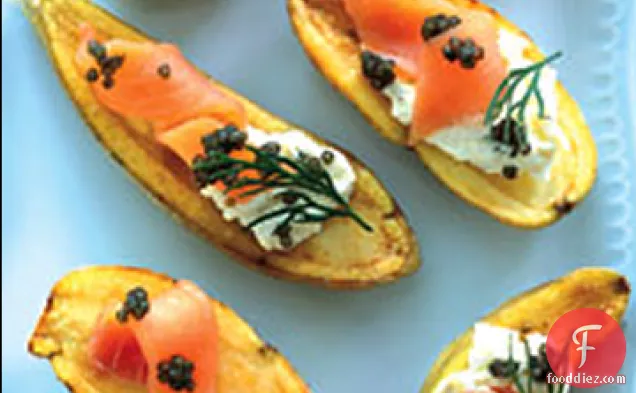 Cumin-Roasted Potatoes with Caviar and Smoked Salmon