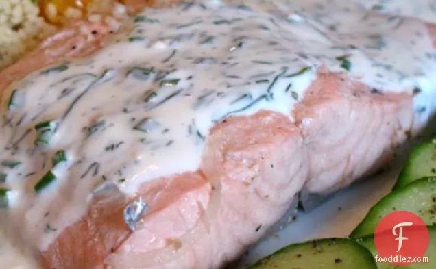 Steeped Salmon With Chive and Dill Sauce