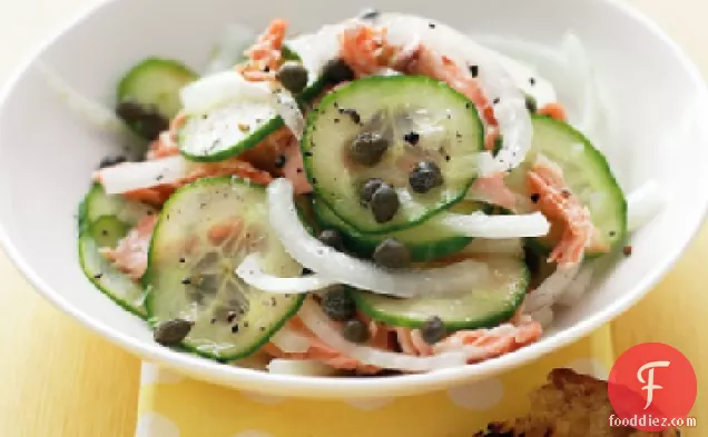Onion and Cucumber Salad with Salmon