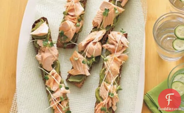 Open-Faced Salmon Sandwiches with Avocado-Wasabi Spread