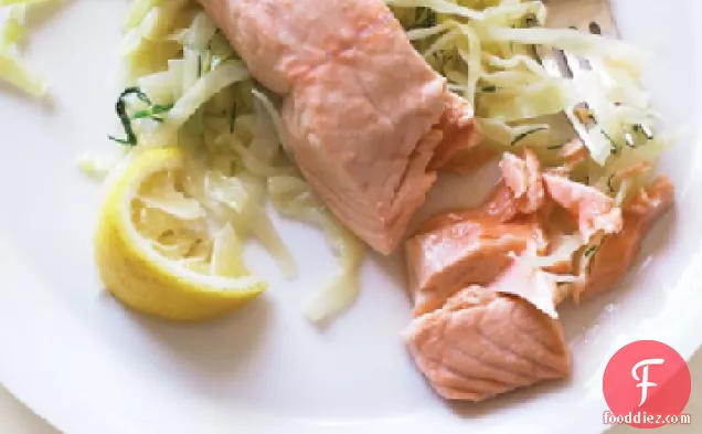 Poached Salmon with Sauteed Cabbage