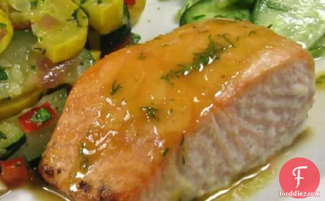 Roasted Salmon With Sweet-N-Hot Mustard Glaze - Robin Miller
