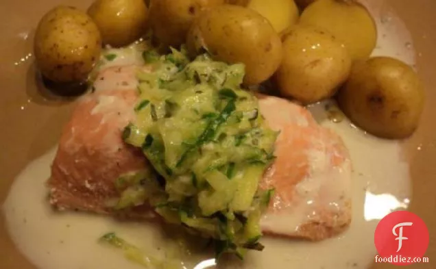 Poached Salmon With Cucumber Sauce