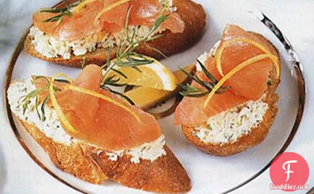 Smoked Salmon, Fennel and Goat Cheese Toasts