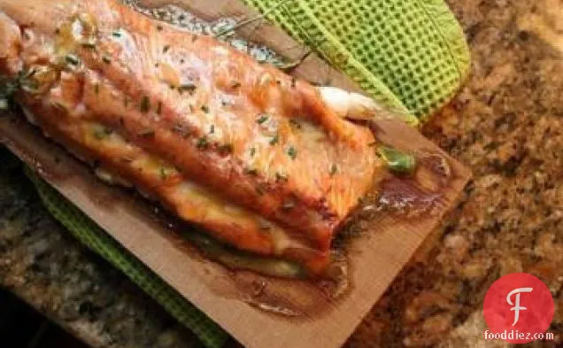 Salmon BBQ'd on a Cedar Plank With Maple Syrup