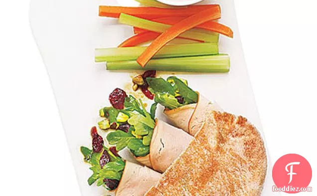 Turkey and Arugula Roll-Up Pita Sandwich