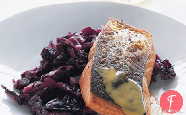 Crisp Salmon with Braised Red Cabbage and Mustard Sauce
