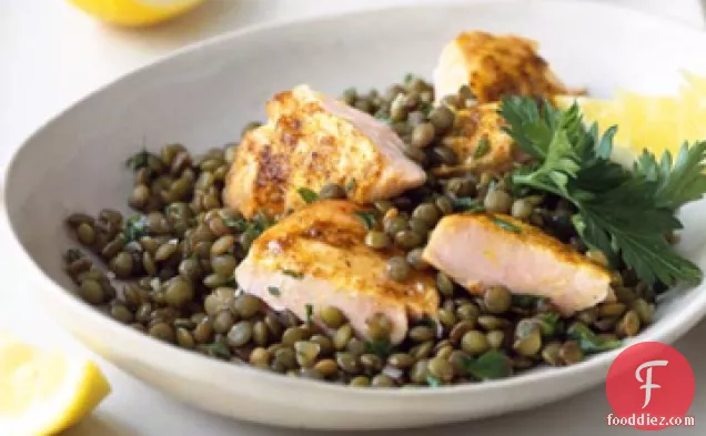Spiced Salmon With Puy Lentils