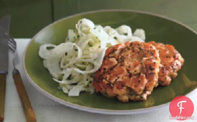 Summer Salmon Cakes with Zucchini Fennel Slaw