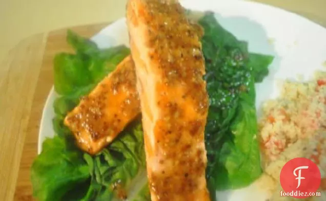 Grilled Creole Mustard-Ginger Glazed Salmon