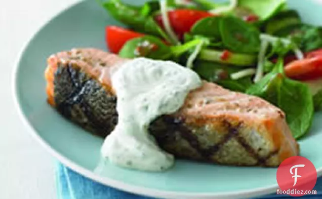 Grilled Salmon with Herb Sauce