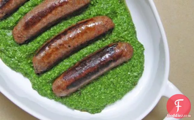 Grilled Sausages With Arugula Pesto