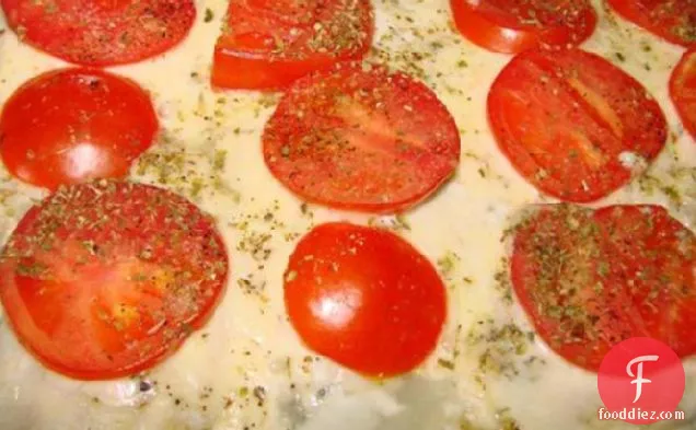 Really Easy Baked Sole Fish With Mozzarella and Tomato