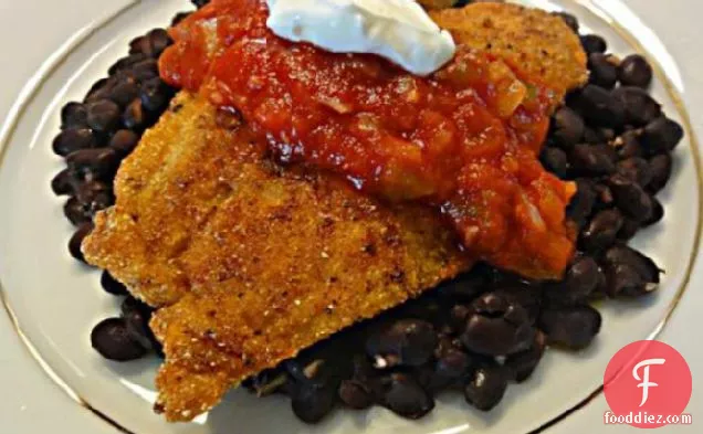 Cornmeal-Crusted Tilapia With Black Beans and Salsa