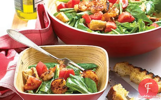 ग्रील्ड झींगा और अरुगुला सलाद