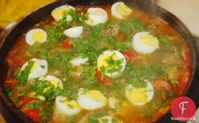Bahian Brasilian Fish Stew, Decorated With Boiled Eggs (Moqueca