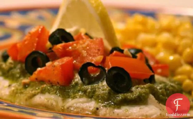 Oven Roasted Tilapia With Tomatoes, Pesto and Lemon