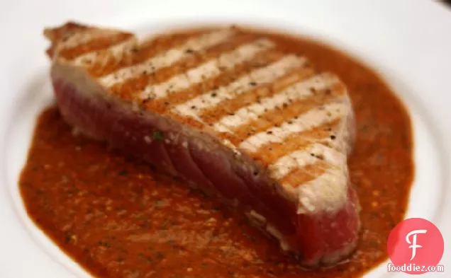 Dinner Tonight: Grilled Tuna with Red Tomatillo Sauce