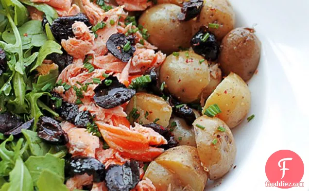 Salmon, New Potatoes And Black Olives