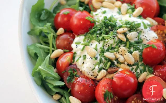 Cottage Cheese, Cherry Tomatoes And Rocket