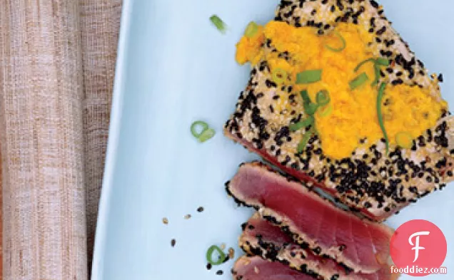 Sesame-Crusted Tuna with Carrot-Ginger Sauce