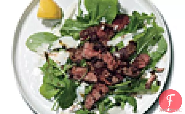 परमेसन बटर, बाल्समिक ग्लेज़ और अरुगुला के साथ स्टेक