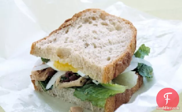 Tuna and Egg Sandwich with Garlic Vinaigrette