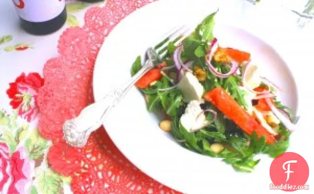 Watermelon + Arugula-la Salad With White Cannellini Beans+ Lemo