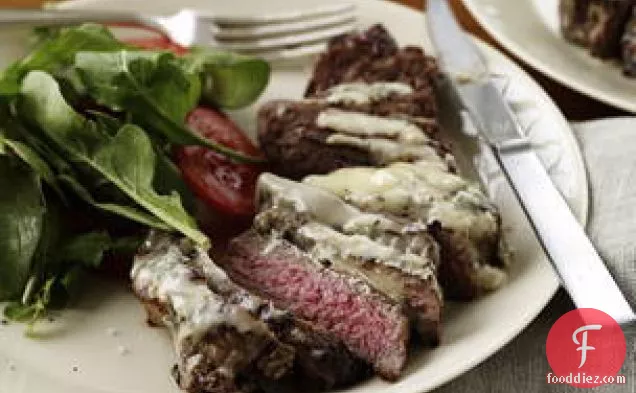 Tenderloin Steaks With Gorgonzola And Herbs And Roasted Garlic