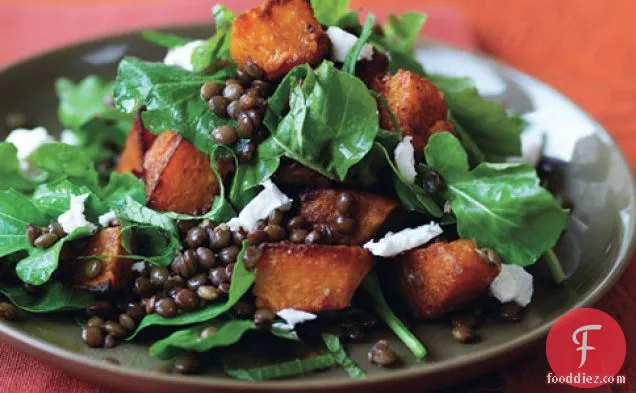 Spiced Pumpkin, Lentil, And Goat Cheese Salad