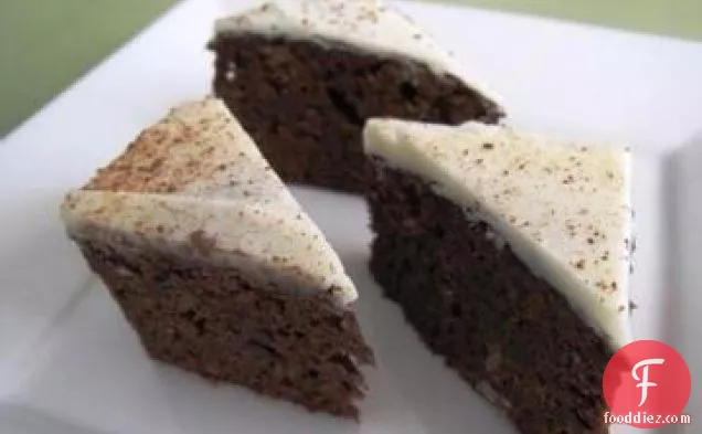 Cappuccino Brownies with White Chocolate-Espresso Sauce
