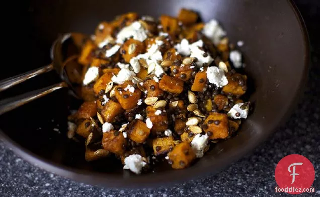 Spicy Squash Salad With Lentils And Goat Cheese