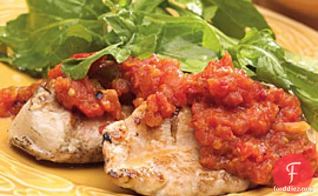 Grilled Chicken-arugula Salad With Grilled Tomato Salsa