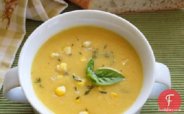 Late Summer Corn Soup with Fresh Herbs…from the Hamptons