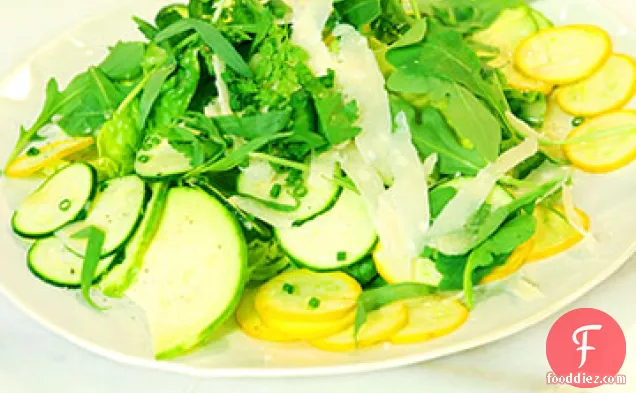 Shaved Raw Summer Squash with Parmesan Dressing