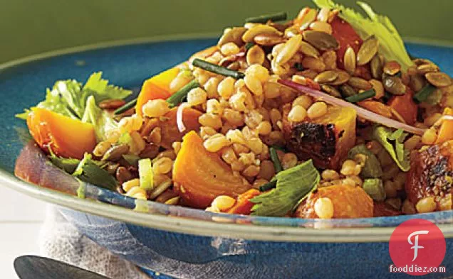 Golden Beet Salad with Wheat Berries and Pumpkinseed Vinaigrette