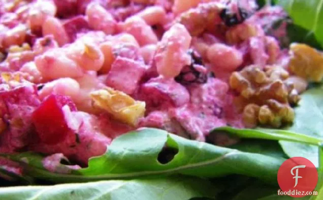White Bean and Barley Salad With Beetroot and Yoghurt Dressing