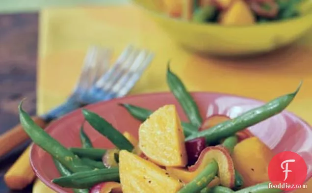 Citrus Pickled Red Onion and Golden Beet Salad with Green Beans