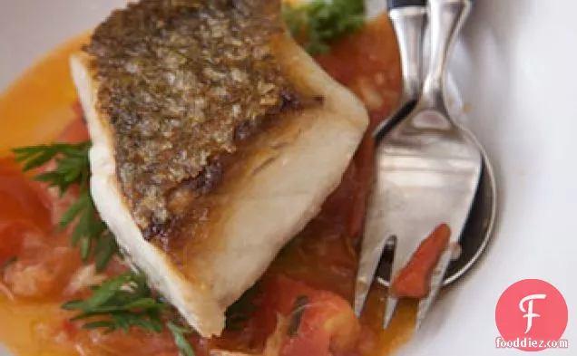 Seared Wild Striped Bass With Tomato Sage 