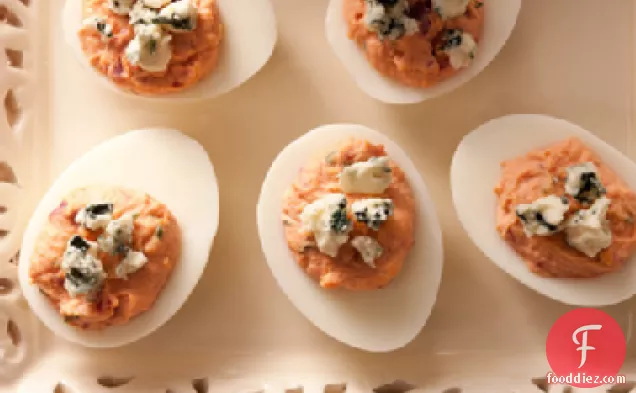 Beet Deviled Eggs with Smoked Blue Cheese Recipe